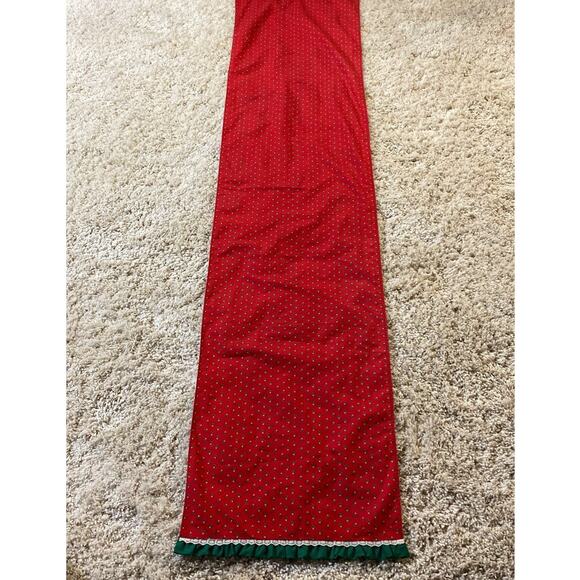 Holiday Holly Fabric Table Runner Handmade Vintage 1980's Large 84 x 19 - Picture 4 of 4